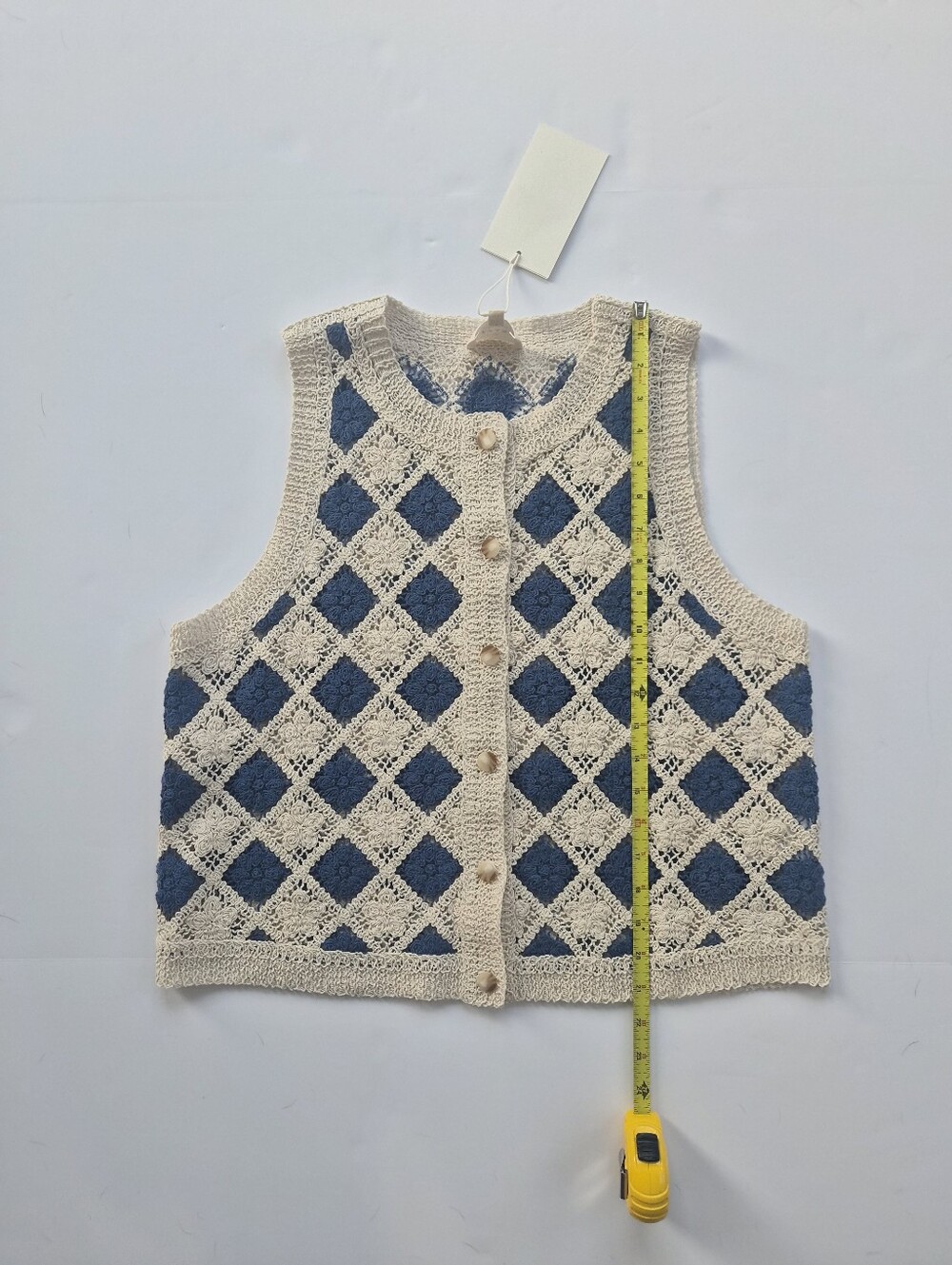 *NWT* [Sezane] Ron Top In Ecru/Blue, Size L, 100% Organic Cotton, Vest - Picture 2 of 11